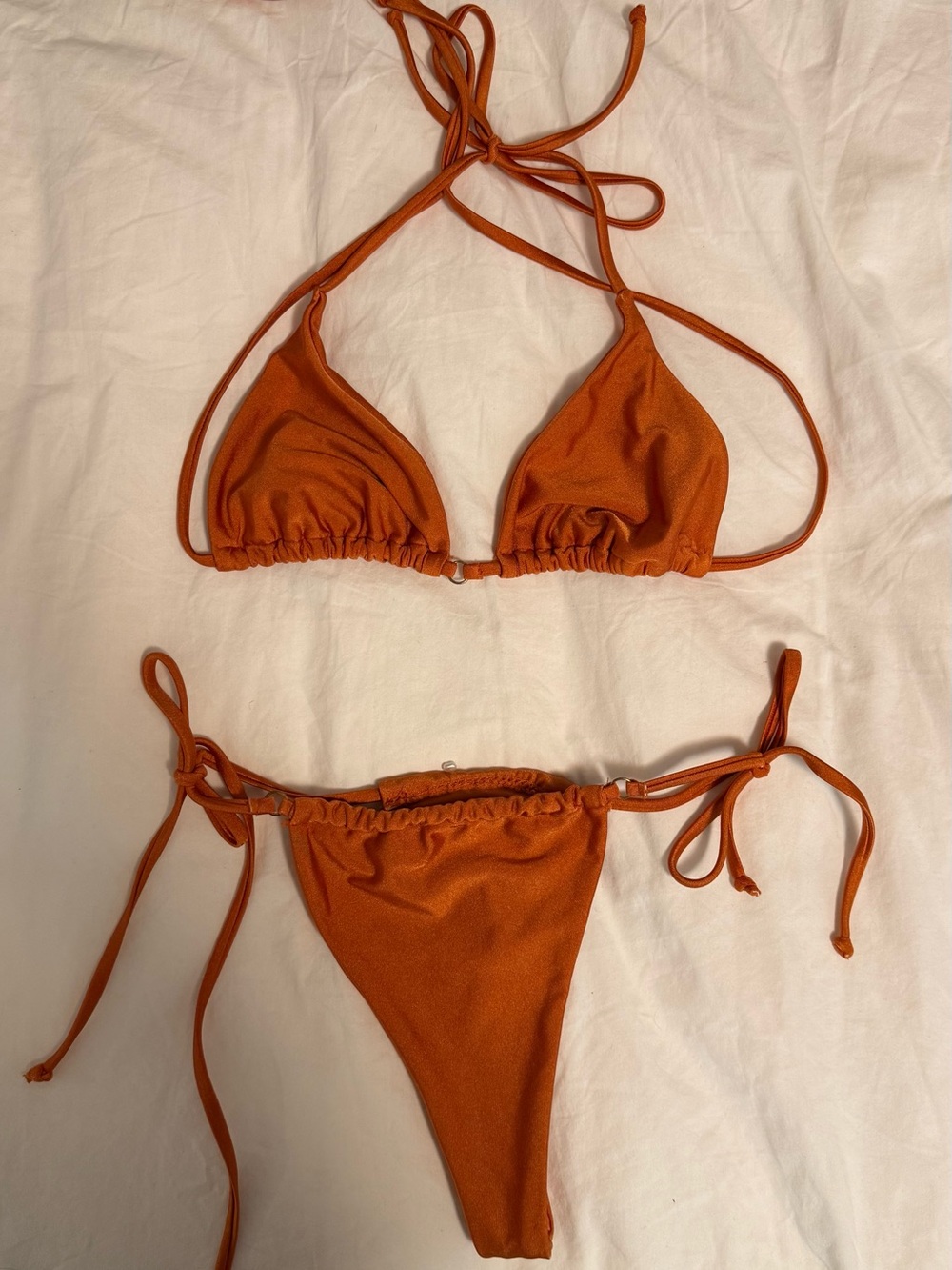 Rust Orange Women’s Tie-Side Triangle Bikini